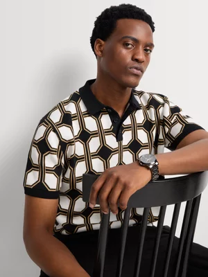 Markham Men's Black/Ecru Knitwear Golfer