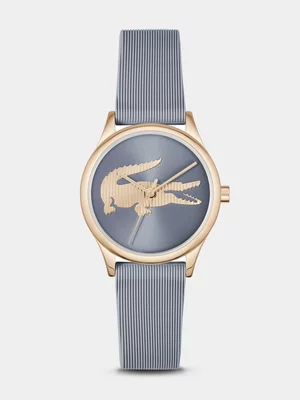 Lacoste Crocodelle Rose Plated Blue Silicone Watch