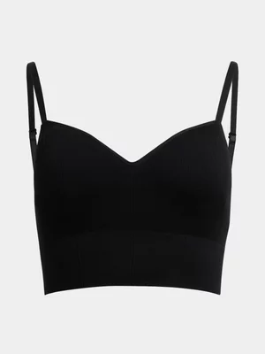 Jet Women's Black Single Black Moulded Crop Bra