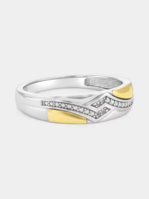 Yellow Gold & Sterling Silver Lab Grown Diamond Weave Ring 