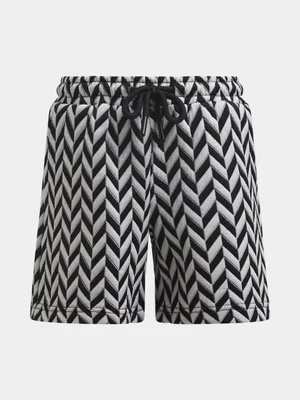 Exact Younger Boy's Black & White Chevron Print Shorts 