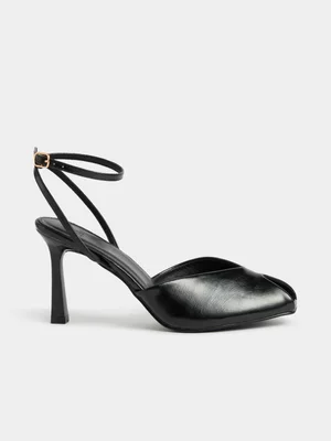 Jet Women’s Black Peeptoe Ankletie Heel Sandal