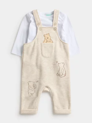 Jet Baby Unisex Cream Dungaree Winnie The Pooh Set