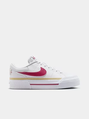 Nike Women's Court Legacy Lift White/Sweet Beet Sneaker