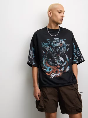 The FIX Men's Black Eagle Print Top