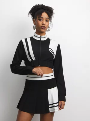 The FIX Women's Black Co-Ord Cropped Zip-Thru Jacket 