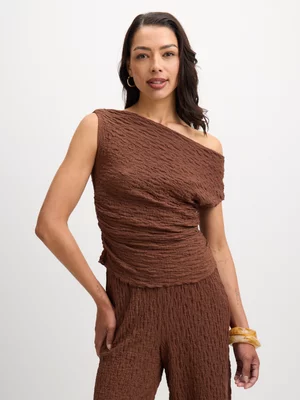 Jet Women's Brown Off-Shoulder Textured Top