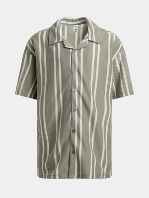 Jet Older Boys Olive & White Stripe Matching Shirt