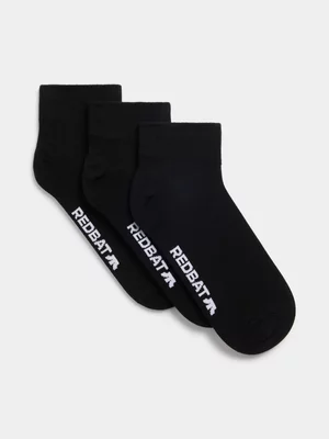 Redbat Unisex 3-Pack Tennis Black Socks 7-11