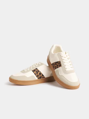 Exact Women's White & Grey Animal Print Sneakers
