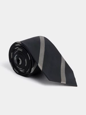 Fabiani Men's Navy/Light Grey Broad Stripe Tie
