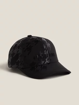 Fabiani Men's Black Embroidered Houdstooth Cap