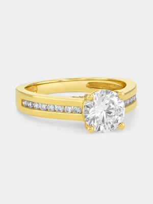 Yellow Gold 1.76ct Lab Grown Diamond Round Solitaire Channel Ring 
