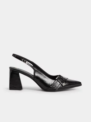 Exact Women's Black Slingback Block Heels 