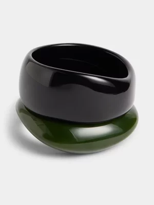 The FIX Women's Green & Black 2 Pack Resin Bangle