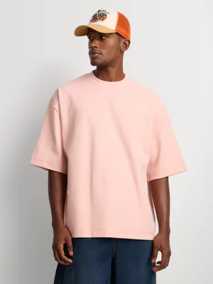Relay Jeans Men's Boxy Fit Premium Cotton Pink T-Shirt