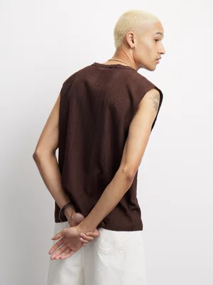 The FIX Men's Brown Textured Vest 