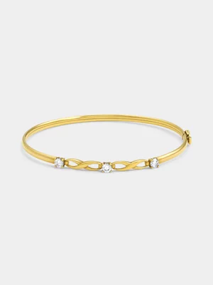 Yellow Gold Cubic Zirconia Infinity Oval Bangle