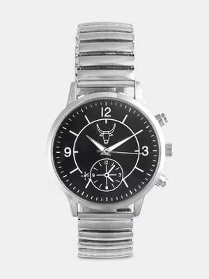 Exact Men's Silver Metal Stretch Watch