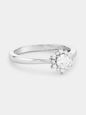 White Gold 0.3ct Lab Grown Diamond Snowflake Halo Ring 