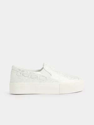 Jet Women's White Croc Slip On Sneaker 