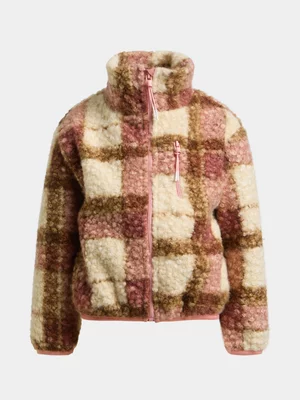 Exact Older Girl's Pink & Natural Checked Jacket 