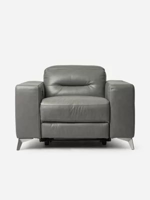 Retreat Motion 1 Seater Recliner Leather Couch Grey