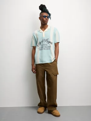 The FIX Men's Green Twill Wide Leg Pants