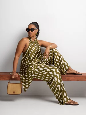 Satin Spot Print Wide Leg Co-Ord Pants