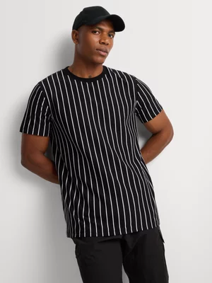 Markham Men's Vertical Pinstripe Black T-Shirt