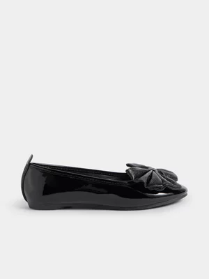 Exact Older Girl's Black Ballerina Pumps 