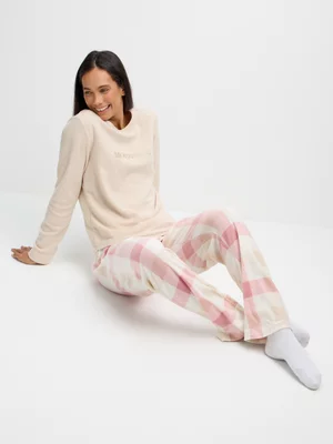 Jet Women's Taupe Slow Mornings Micro Fleece Pj Set