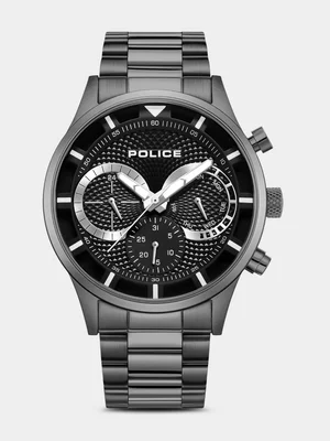 Police Driver II Gunmetal Plated Black Dial Bracelet Watch 