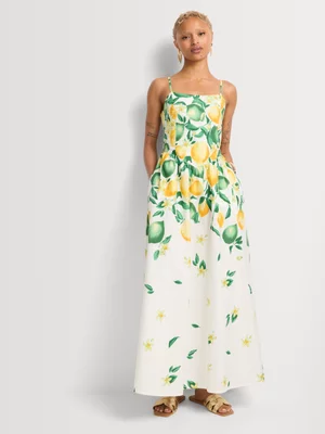 Lemon Print Maxi Sundress