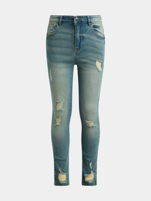 Exact Older Girl's Tea Stain Rip & Repair Skinny Jeans