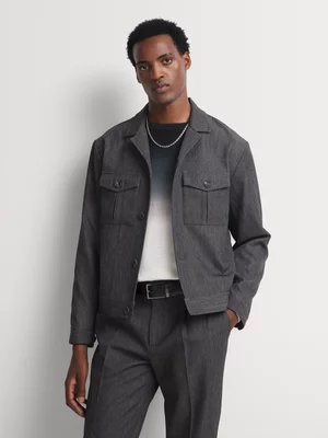 Markham Men's Slim Relaxed Cargo Pocket Charcoal Jacket