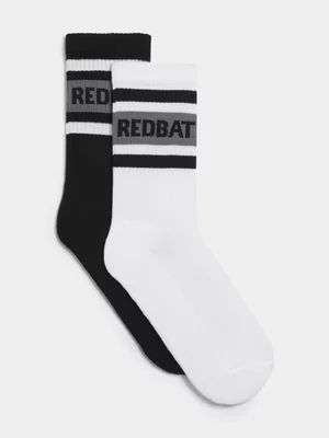 Redbat Unisex Stripe Branded Black/White Socks 4-7 