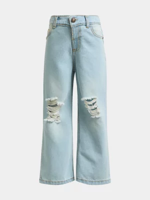 Jet Younger Girls Bleach Wide Leg Denim Jeans