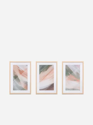 Brushstrokes Framed Printed Wall Art Set of 3 60 x 40cm
