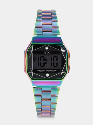 MX Iridescent Hexagonal Black Digital Bracelet Watch 