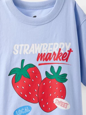 Cotton On Kids Girl Light Blue Poppy Oversize Graphic T-shirt