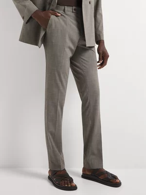 Markham Slim Seersucker Check  Stone/Black Suit Trouser