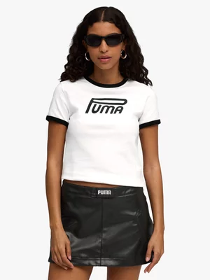 Puma Women's Future Puma Archive Graphic Slim White T-Shirt