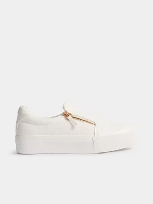 Jet Women's White Slip On Platform Sneaker