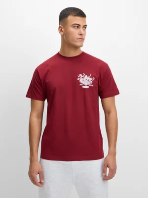 Mens Vans Scratched Records Burgundy Tee