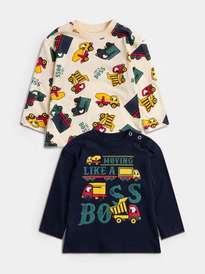 Jet Toddler Boys Multi Colour Trucks 2 Pack T-shirt