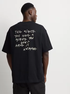 Markham Men's Oversized Fit Black Graphic T-Shirt