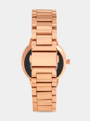 Tempo Pulse Rose Plated Round Bracelet Smart Watch 