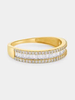 Yellow Gold Cubic Zirconia Square Eternity Ring