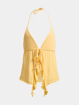 Jet Teen Girls Yellow Frill Top